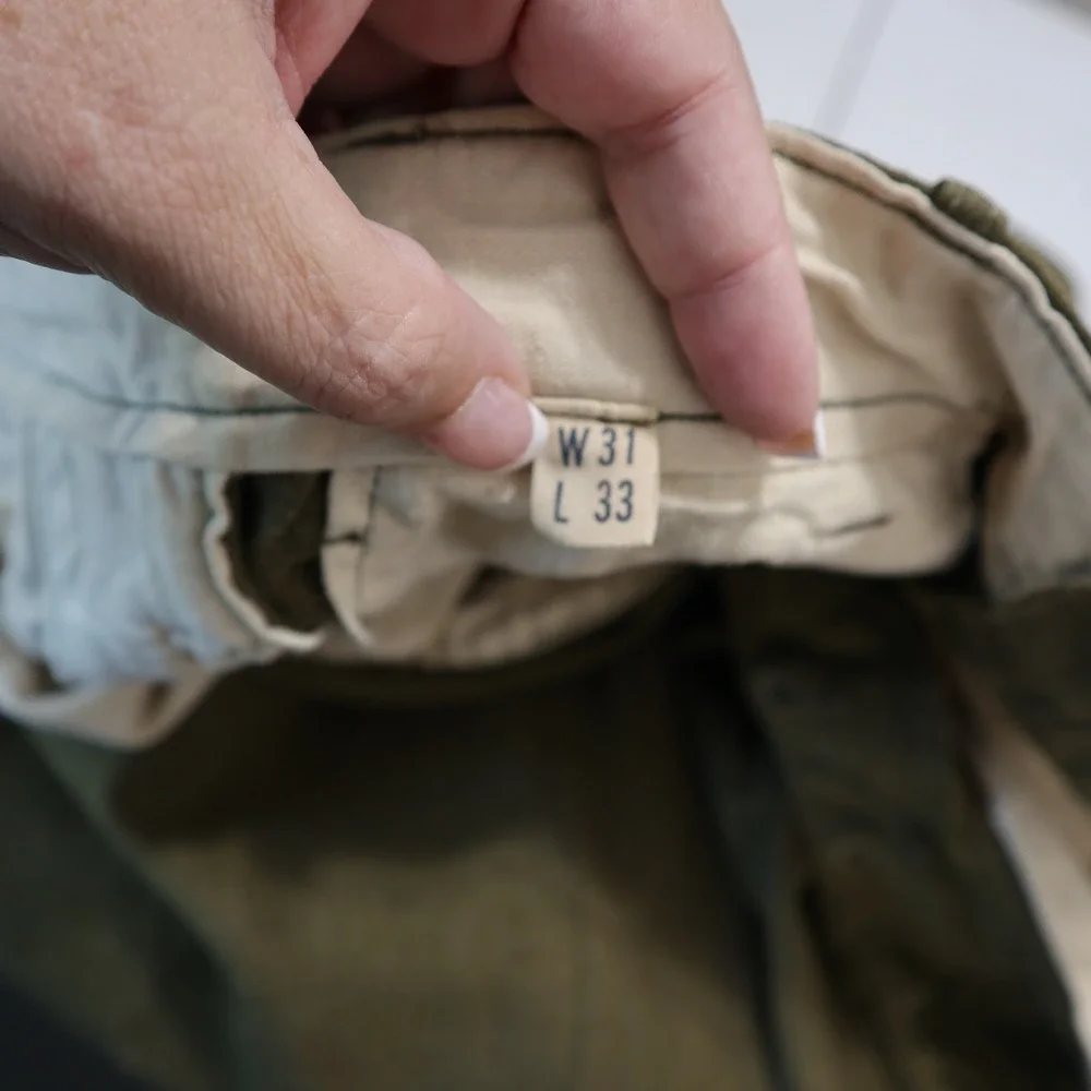 Vintage 1950s US Army Wool Field Trousers Mens 31 Olive Drab Button Fly Military
